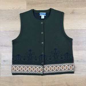 Vintage Pendleton Women's Vest Olive Green Wool And Acrylic Size S